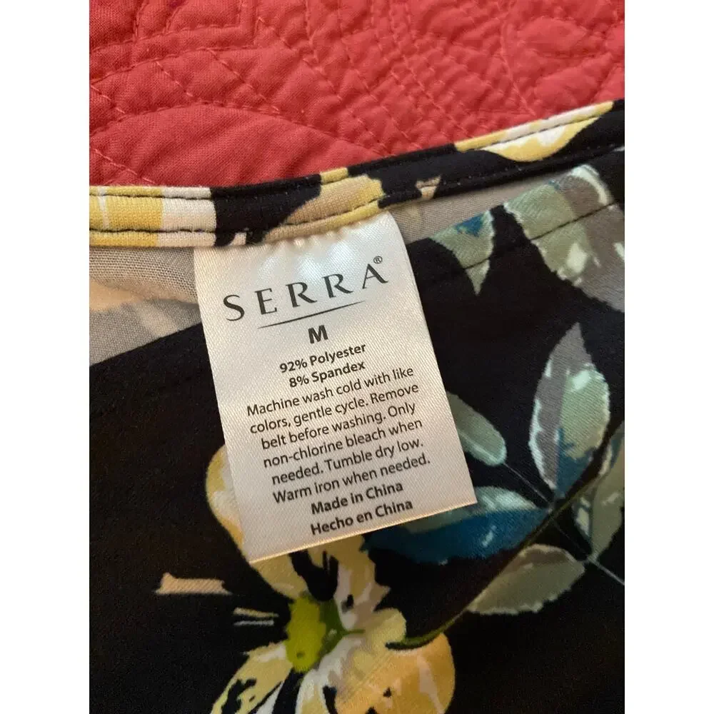 Serra black floral print crossover style 3/4 sleeve dress - Picture 8 of 8